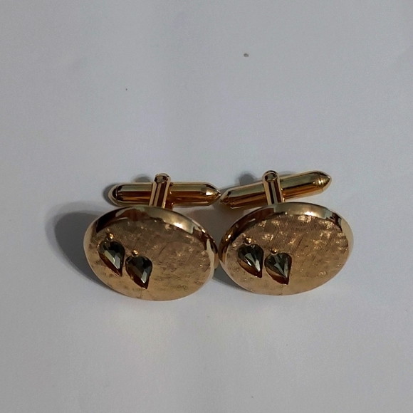 Swank double teardrops cuff links brushed goldtone medal for French cuff shirt - Picture 2 of 3